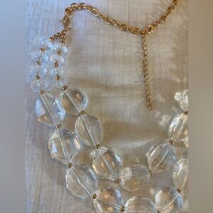Layered Clear Plastic Beads 2 Strands‎ Necklace